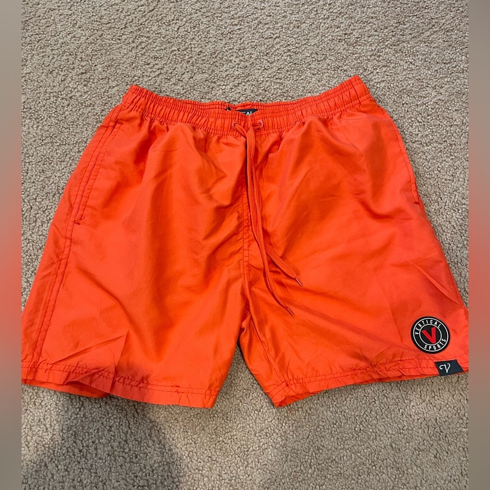 Men's VERTICAL orange sports swim shorts,